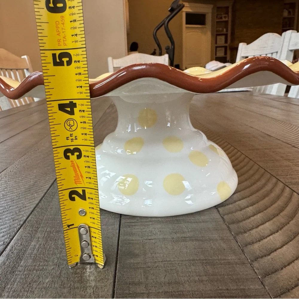 Paula Deen - Dot Crazy Yellow & White Handpainted Cake - Dessert Stand
